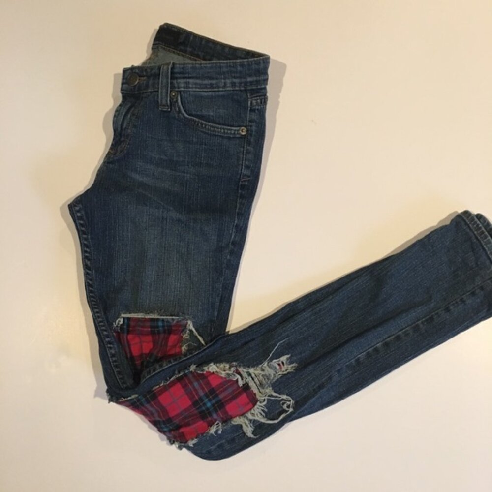 Jet by John Eshaya Patchwork Skinny Jeans, Size 4 (fits 26/27)